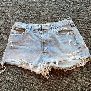 AGOLDE Parker Vintage Frayed-Hem Denim Short